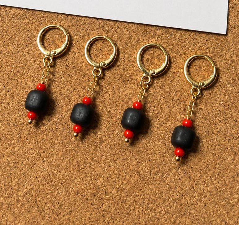 Aretes Colgantes Azabache Auténtico de Protección
