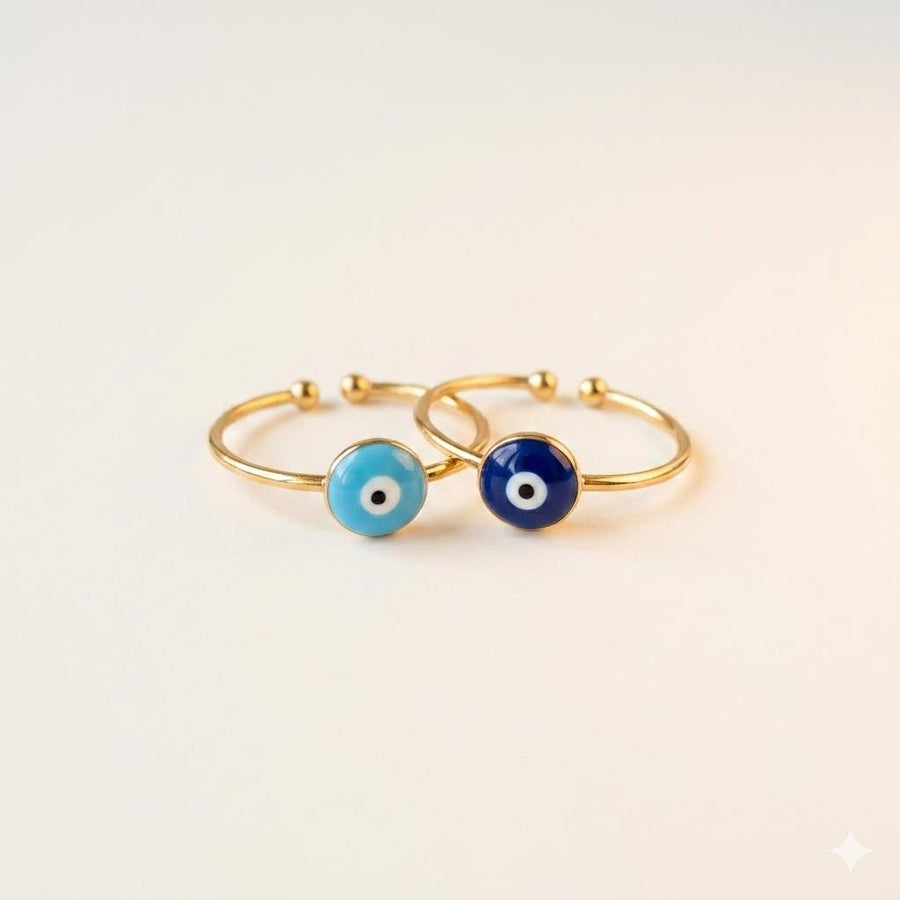 Anillo Ojo Turco Detalles Azules Bohemio