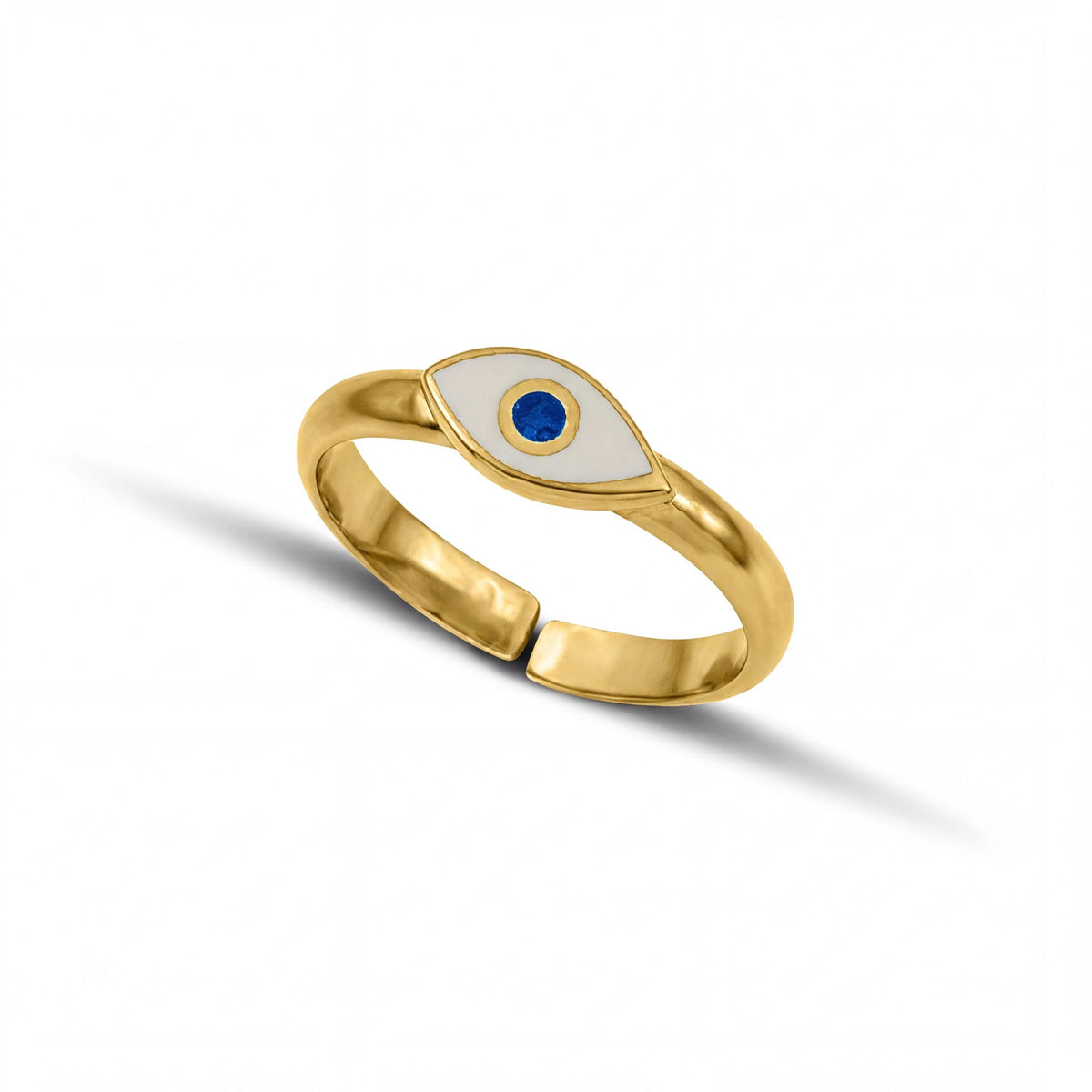 Anillo Ojo Turco Plata 925 Azul y Blanco
