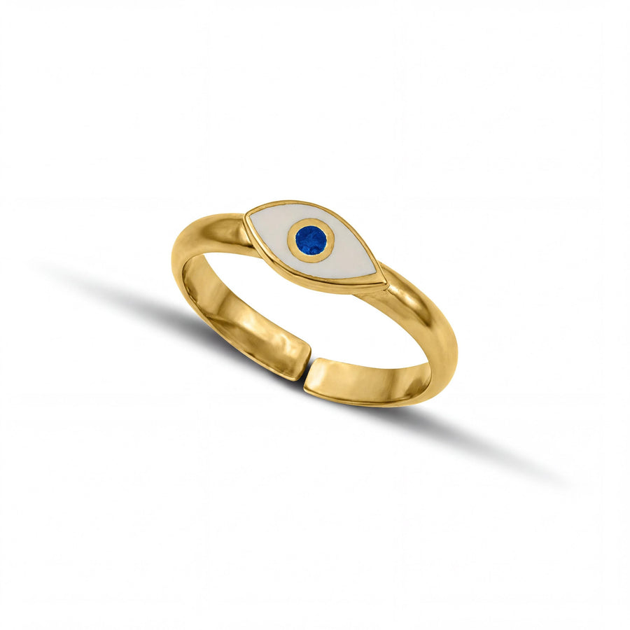 Anillo Ojo Turco Plata 925 Azul y Blanco