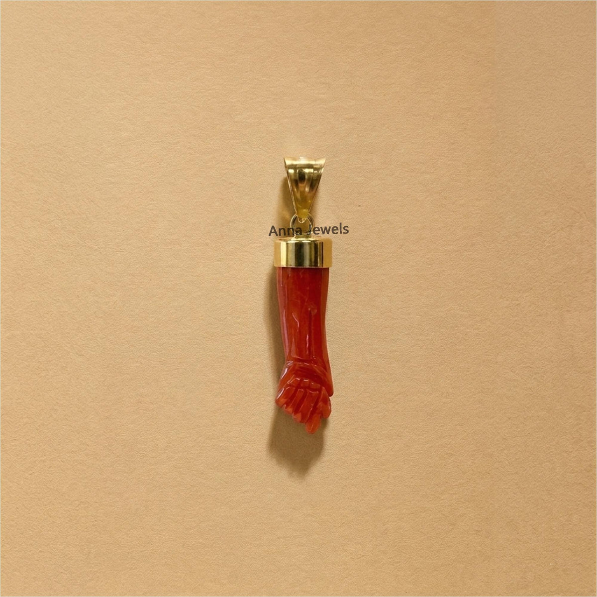 Colgante talismán de mano de coral Figa para collar en plata de ley – Amuleto de protección