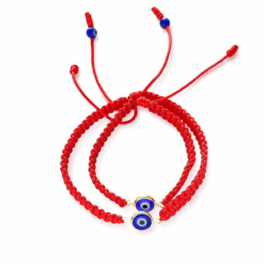 Pulsera Ojo Turco Trenzada Mamá e Hija Hilo Rojo