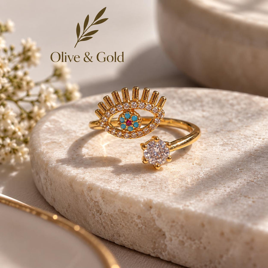 Anillo Ojo Turco Oro 18K Ajustable