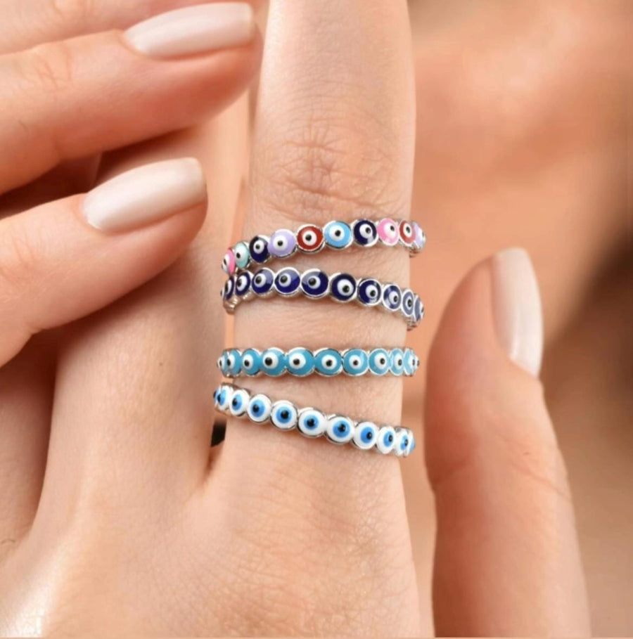 Anillo Ojo Turco Plata Hecho a Mano
