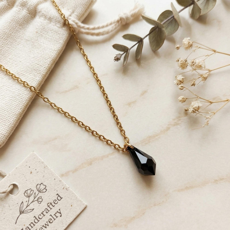 Collar talismán colgante Swarovski negro (azabache) - Joyería protectora y de conexión a tierra